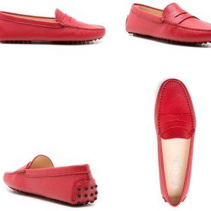Tod's Red calf leather Gommino driving shoes 39.5